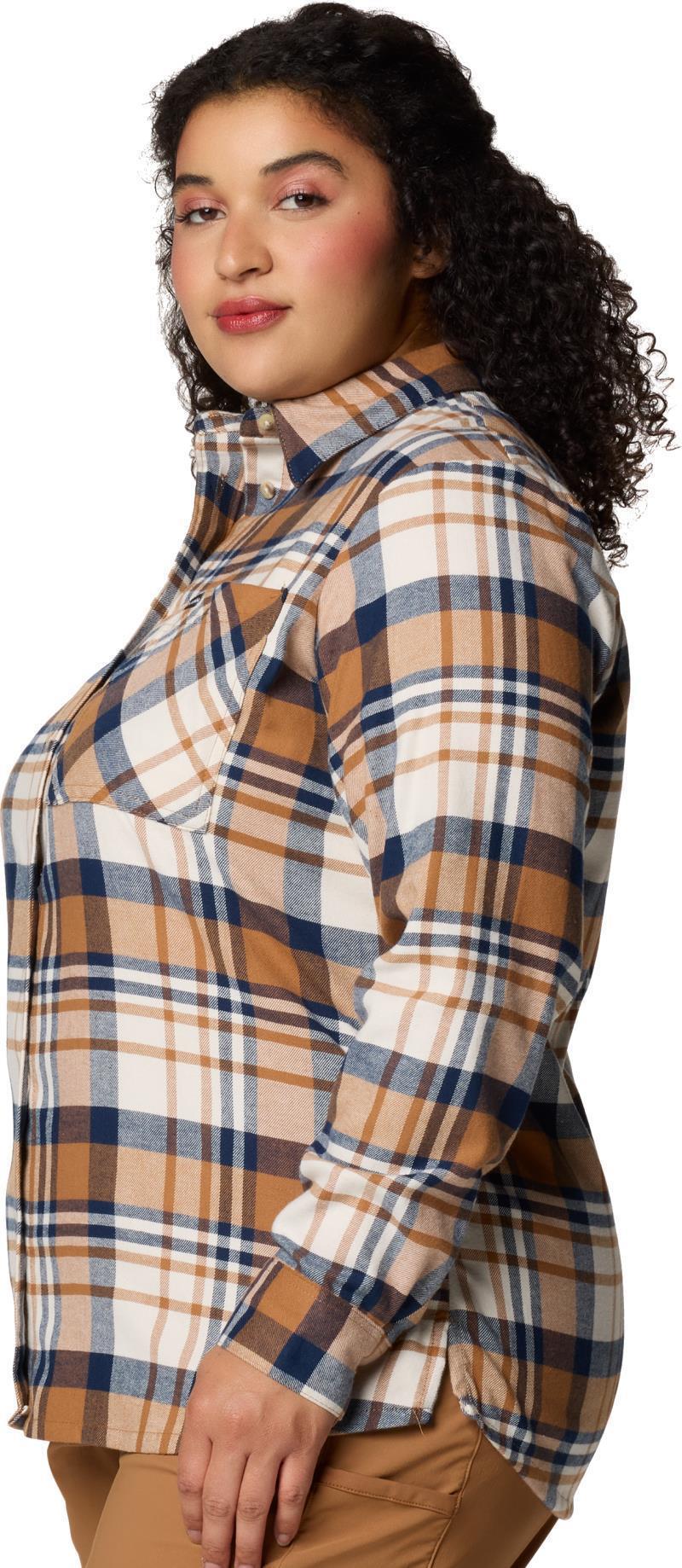Calico Basin Flannel LS Shirt, Extended - Womens - Camel Brown Multi Plaid 2