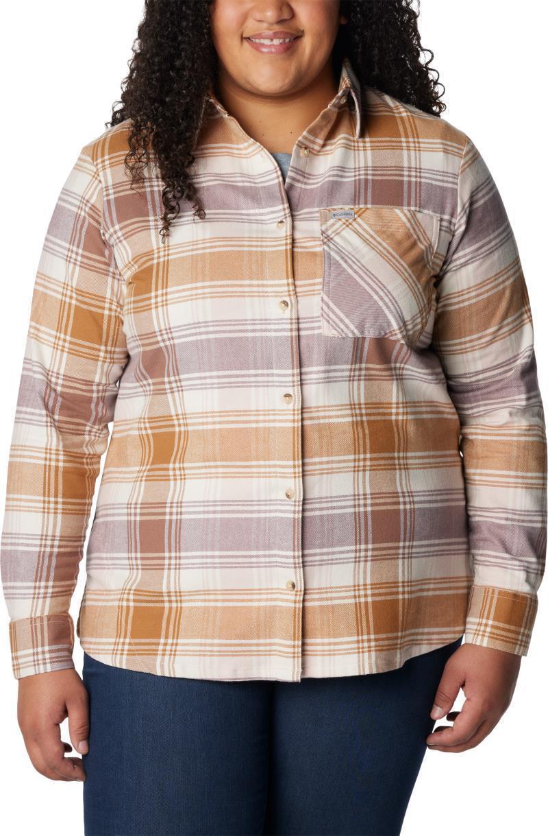 Calico Basin Flannel LS Shirt, Extended - Womens - Dusty Pink Dimensional Buffalo 1