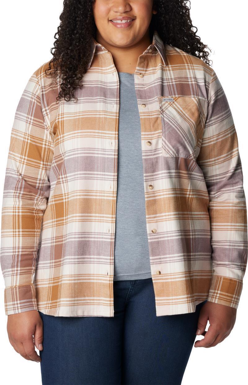 Calico Basin Flannel LS Shirt, Extended - Womens - Dusty Pink Dimensional Buffalo 3