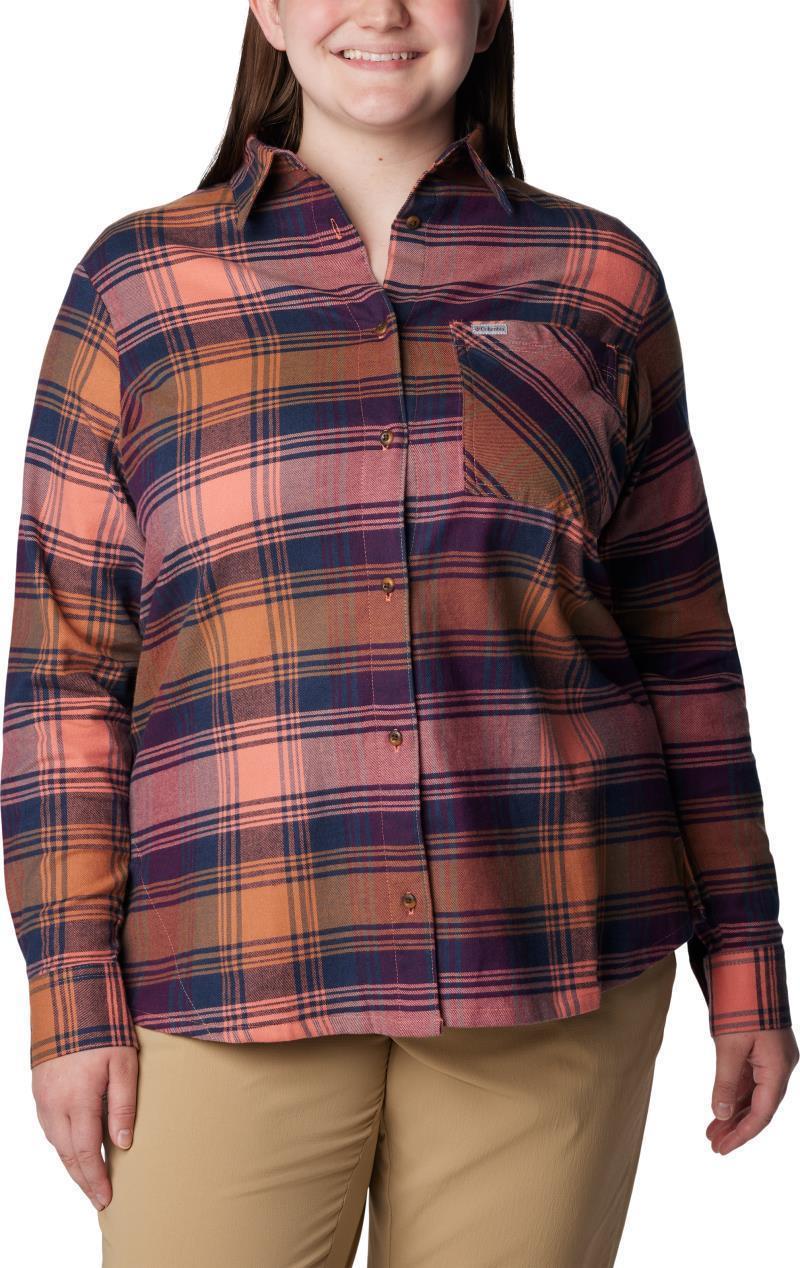 Calico Basin Flannel LS Shirt, Extended - Womens - Faded Peach Dimensional Buffalo 1