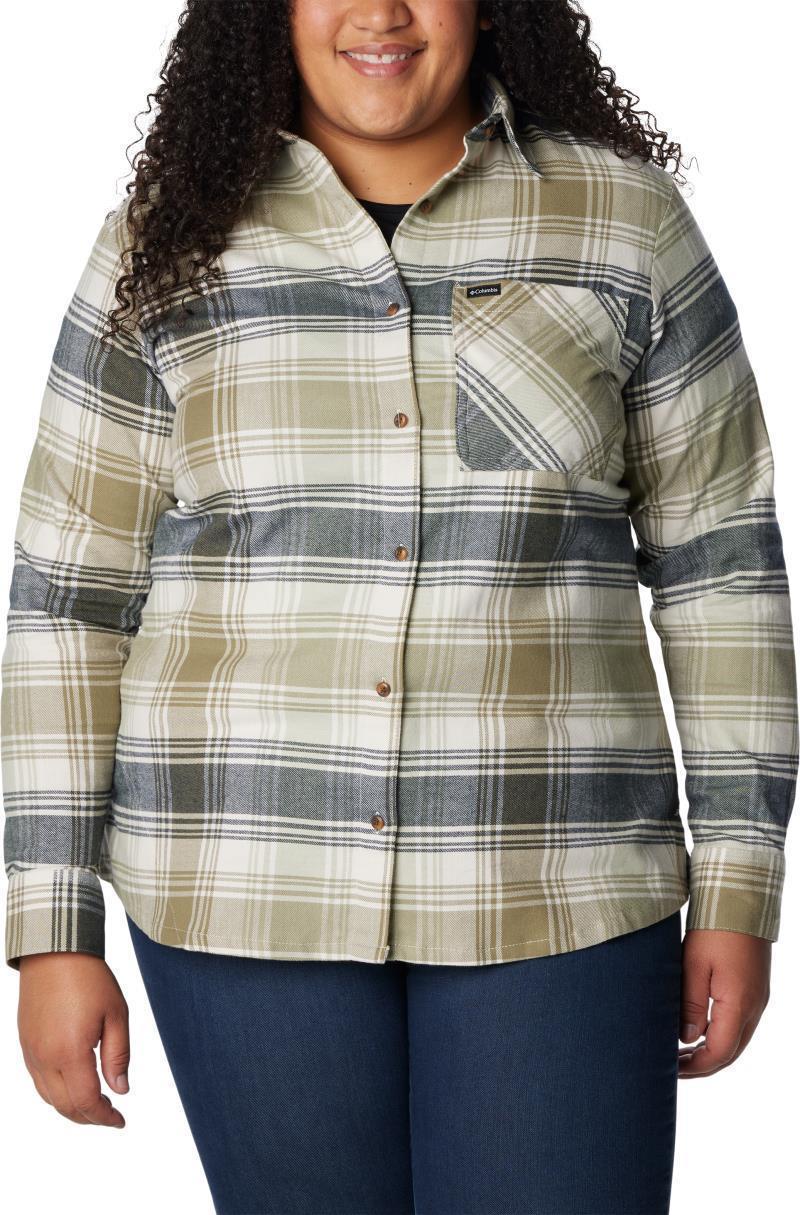 Calico Basin Flannel LS Shirt, Extended - Womens - Stone Green Dimensional Buffalo 1