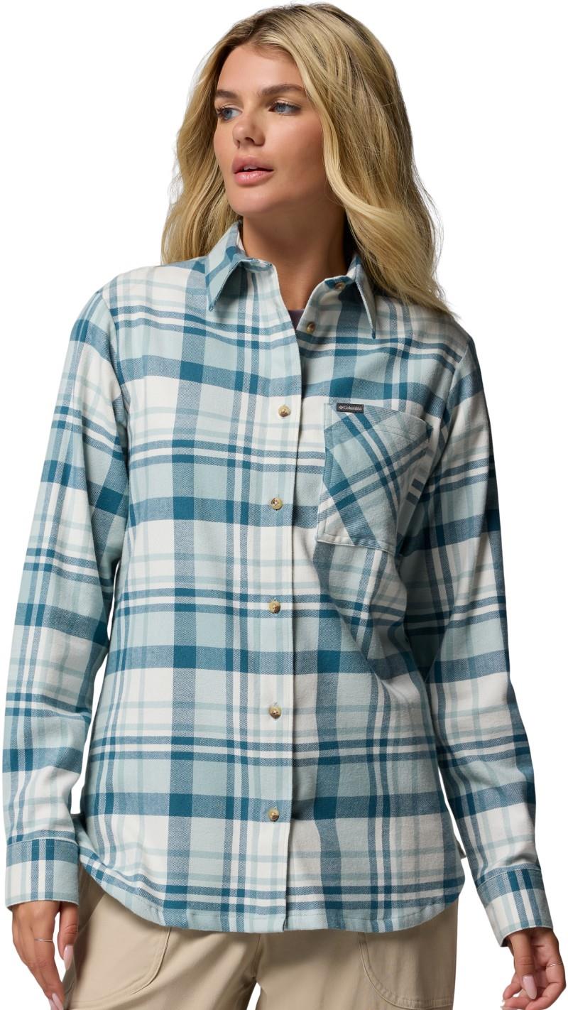Calico Basin Flannel LS Shirt, Extended - Womens - crushed blue multi plaid 1