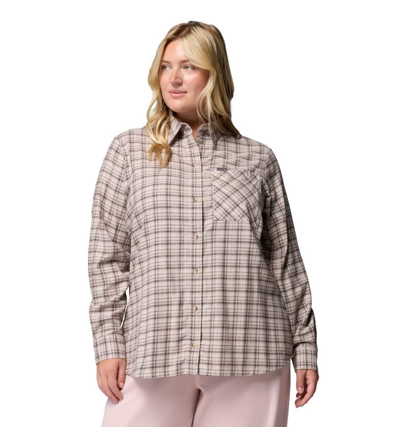 Calico Basin Flannel LS Shirt, Extended - Womens - dark stone / cozy check 1