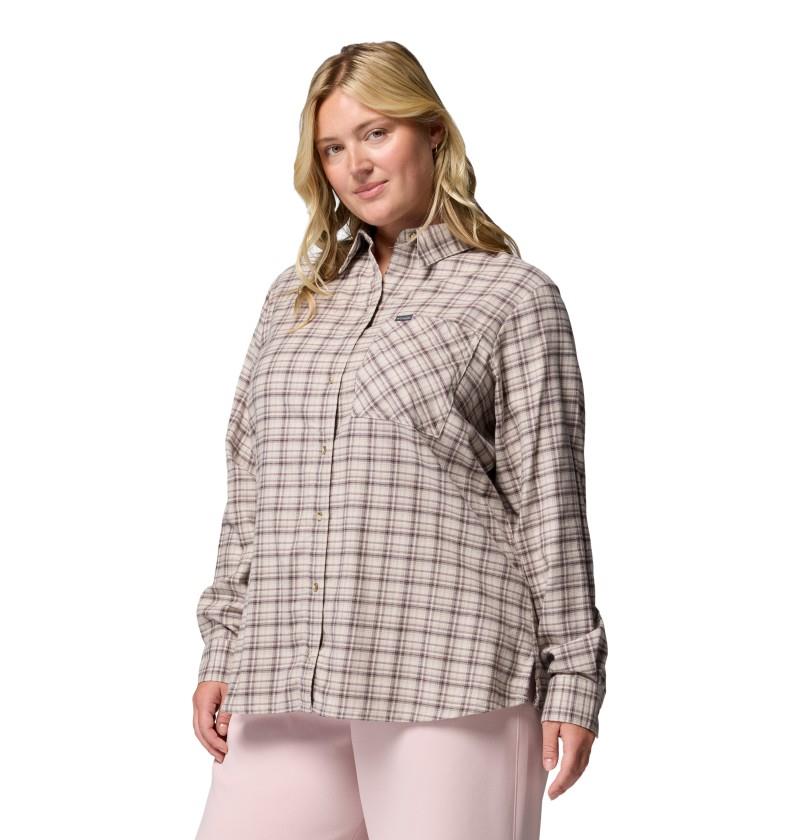 Calico Basin Flannel LS Shirt, Extended - Womens - dark stone / cozy check 1