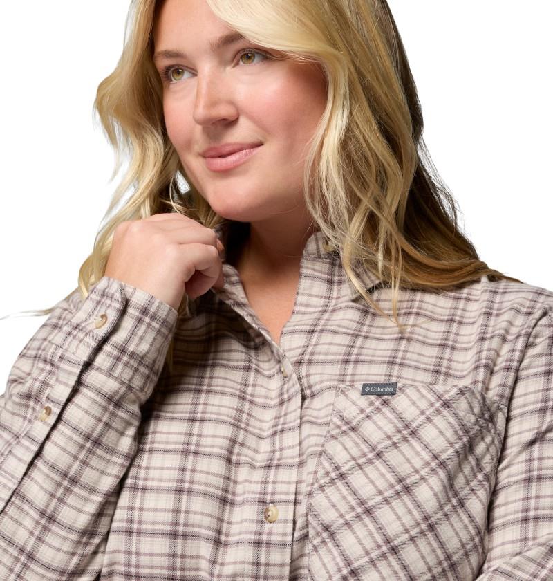 Calico Basin Flannel LS Shirt, Extended - Womens - dark stone / cozy check 1