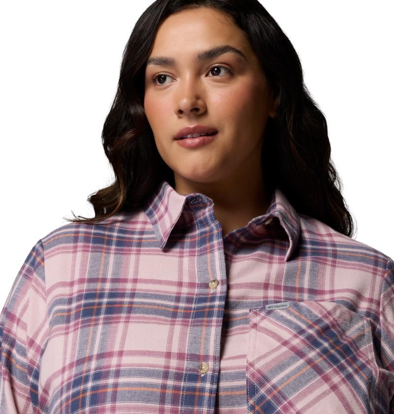 Calico Basin Flannel LS Shirt, Extended - Womens - mineral pink / textured plaid 1