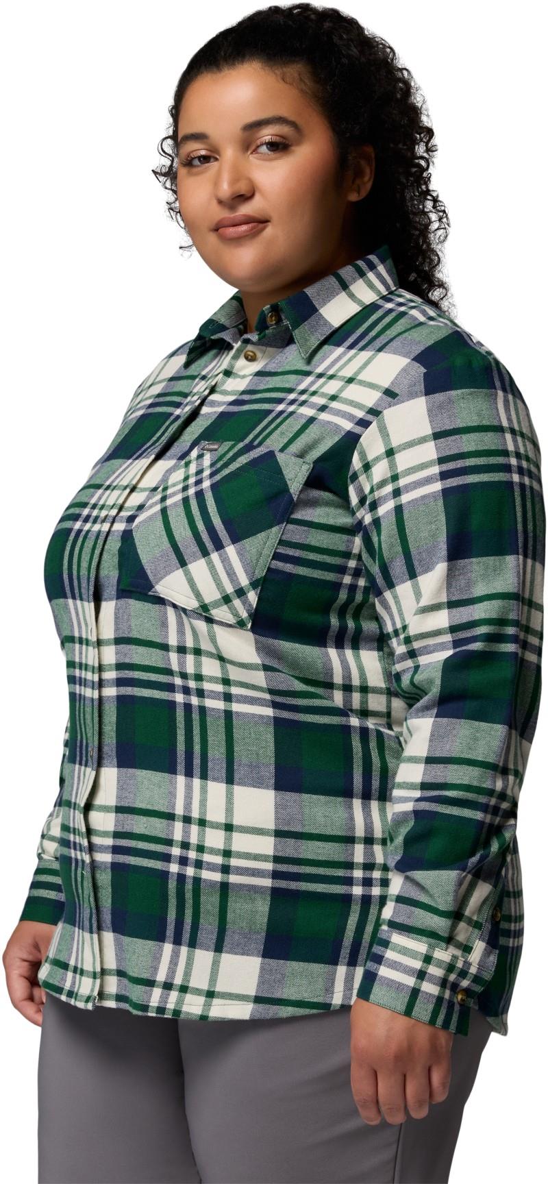 Calico Basin Flannel LS Shirt, Extended - Womens - rain forest multi plaid 1