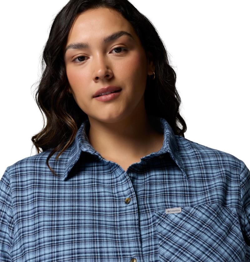 Calico Basin Flannel LS Shirt, Extended - Womens - rainy day / cozy check 1