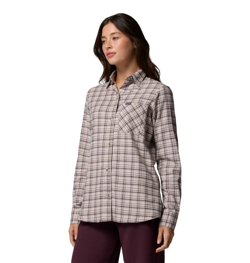 Calico Basin Flannel LS Shirt - Womens - dark stone / cozy check 1