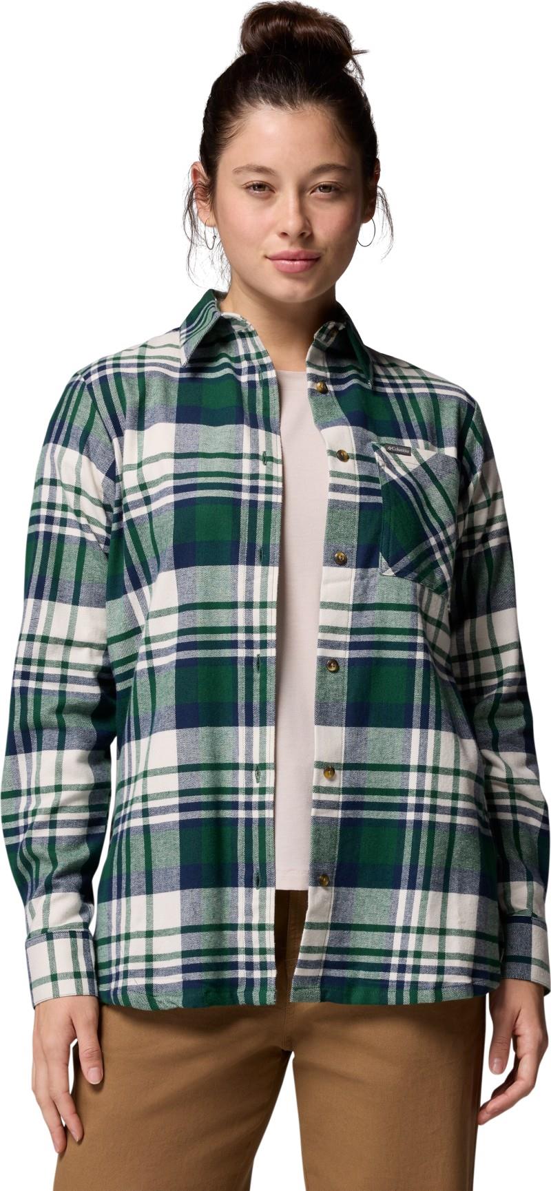 Calico Basin Flannel LS Shirt - Womens - rain forest multi plaid 1