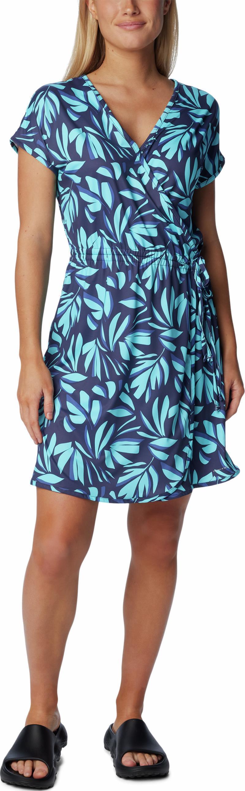 Chill River Print Wrap Dress - Aquamarine Areca 1