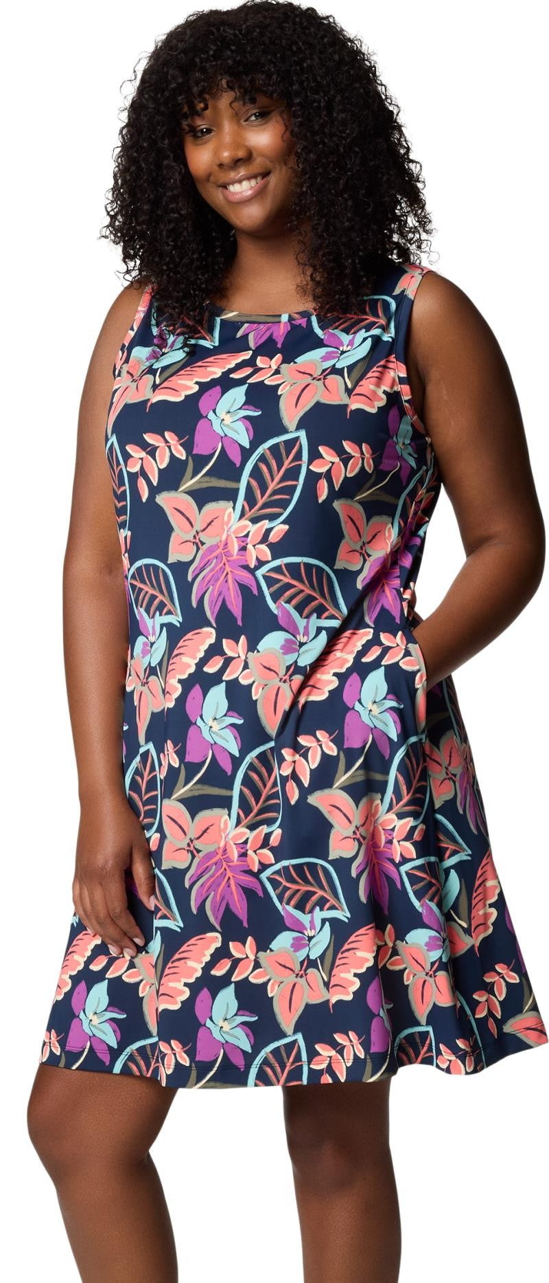 Chill River Printed Dress, Extended - hot coral pasteled 1