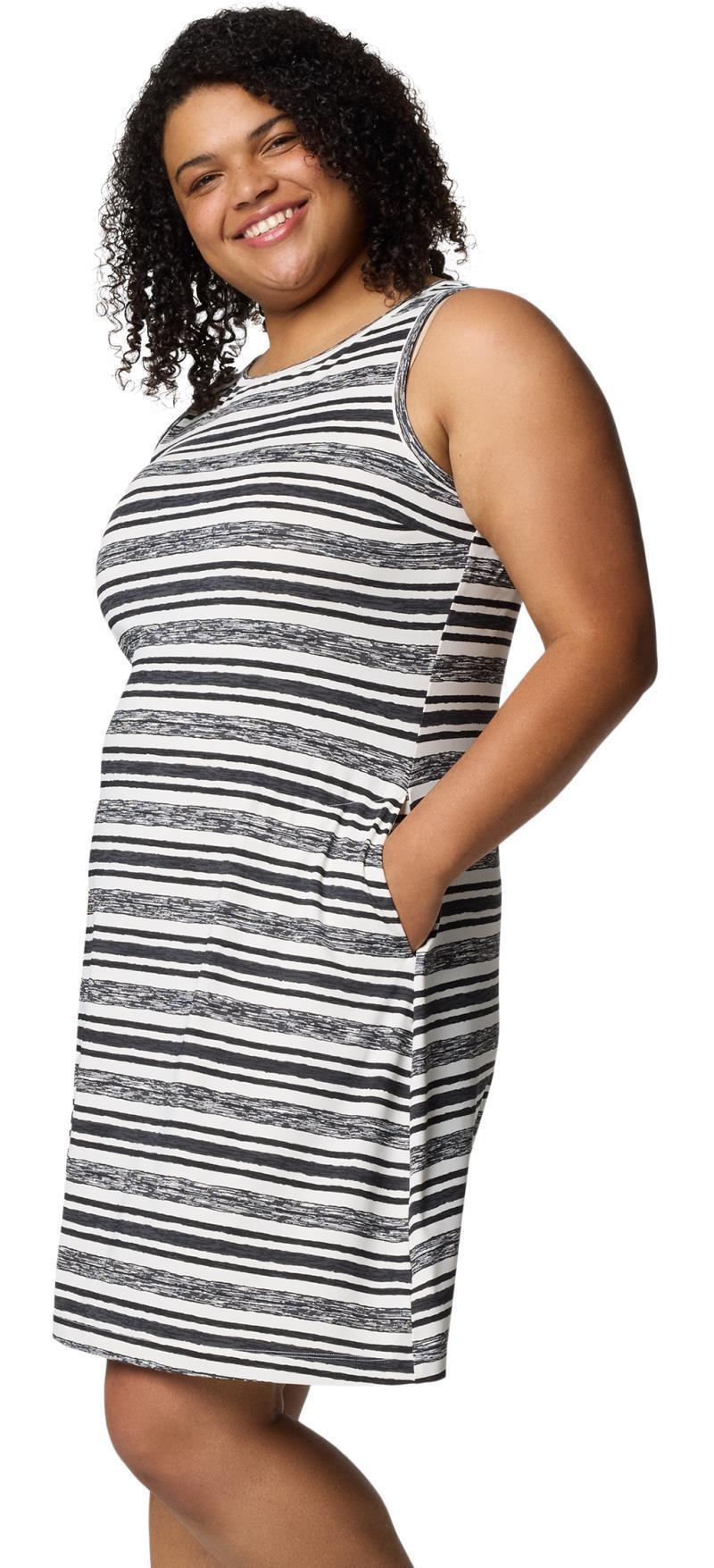 Chill River Printed Dress, Extended - white spaced stripe 1