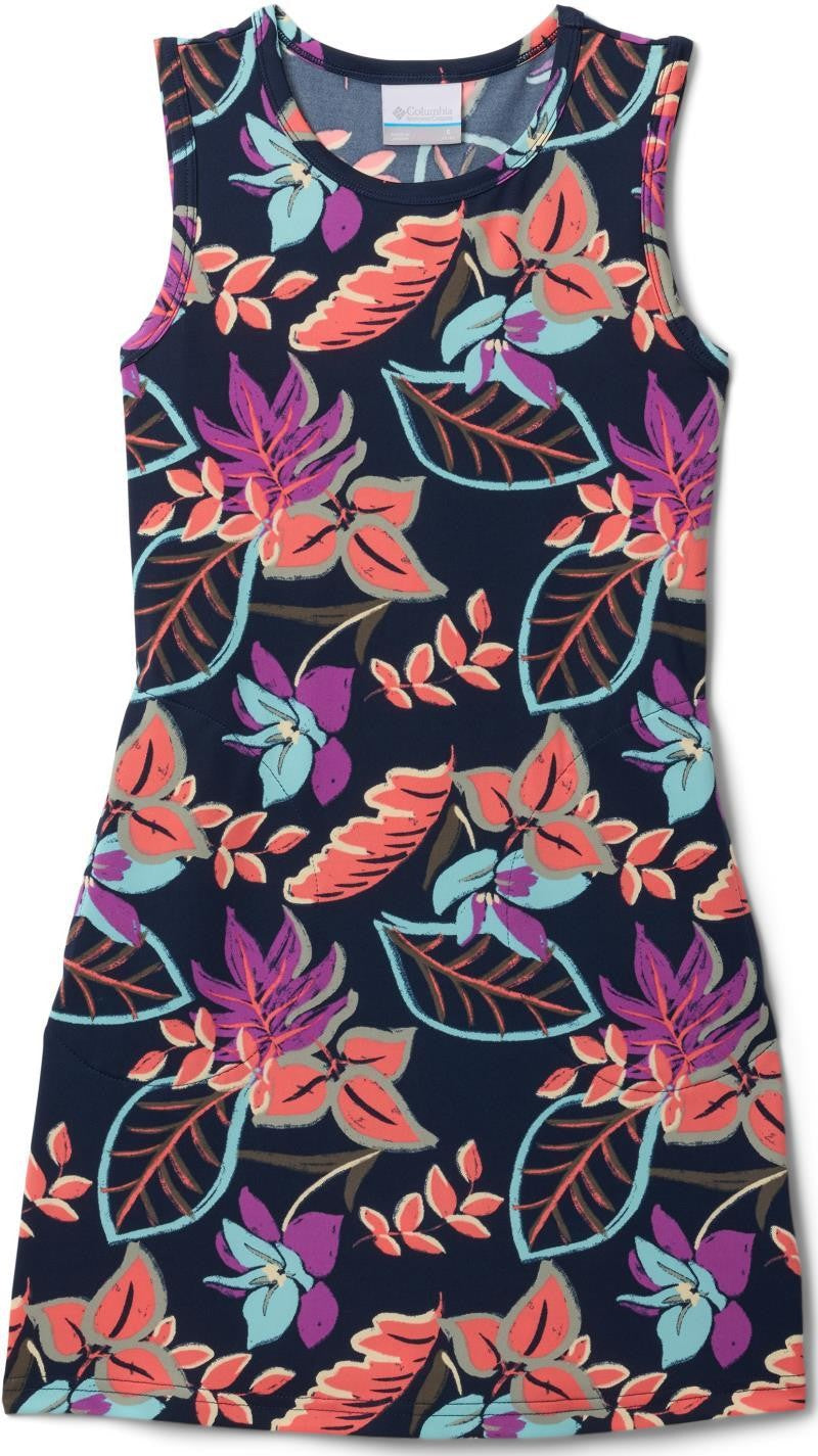 Chill River Printed Dress - Youth Girls - hot coral pasteled 1