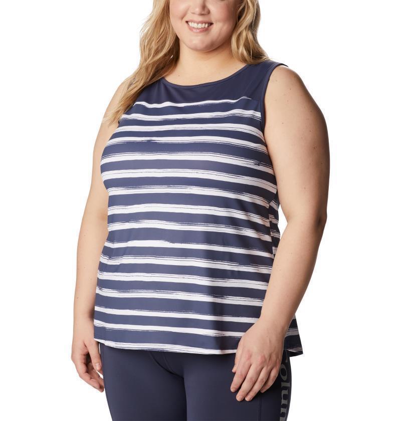 Chill River Tank, Extended - Womens - nocturnal brush stripe 1