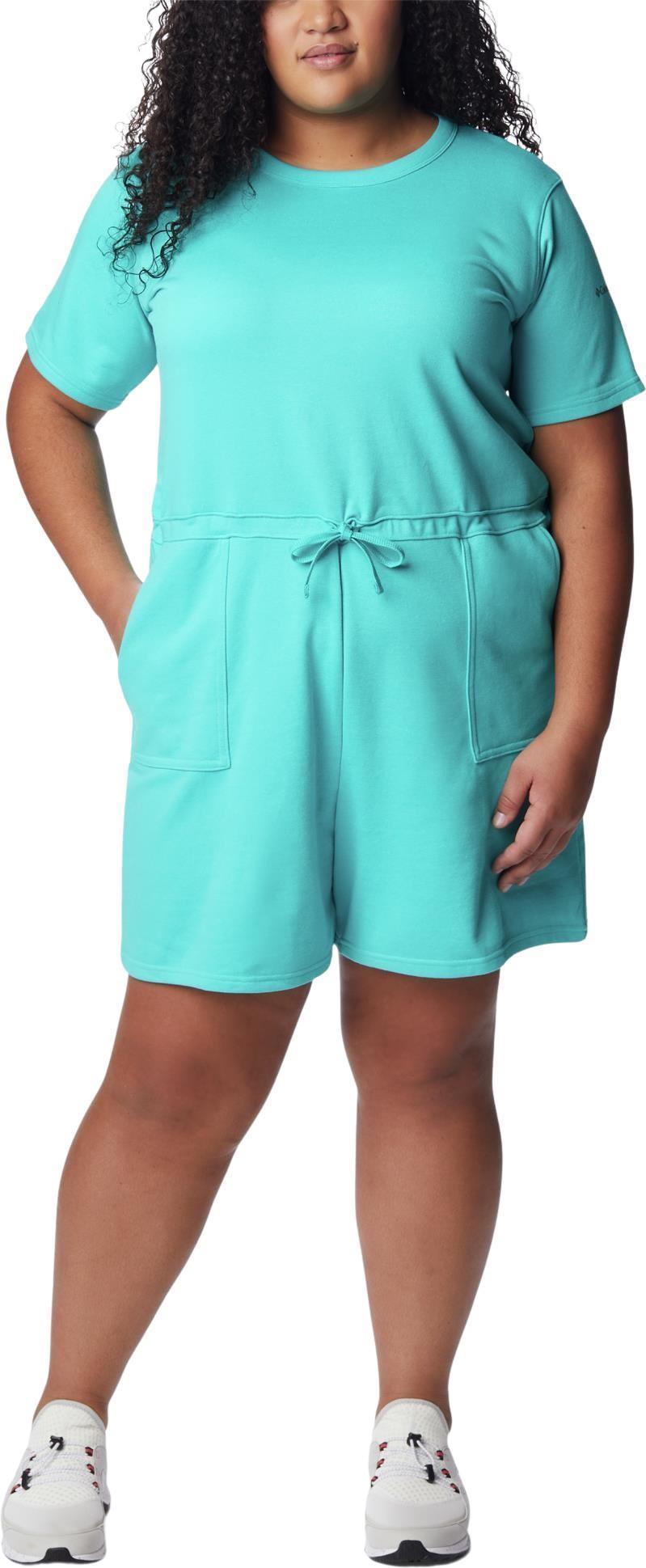 Columbia Trek French Terry Romper - Plus - Womens - bright aqua 1