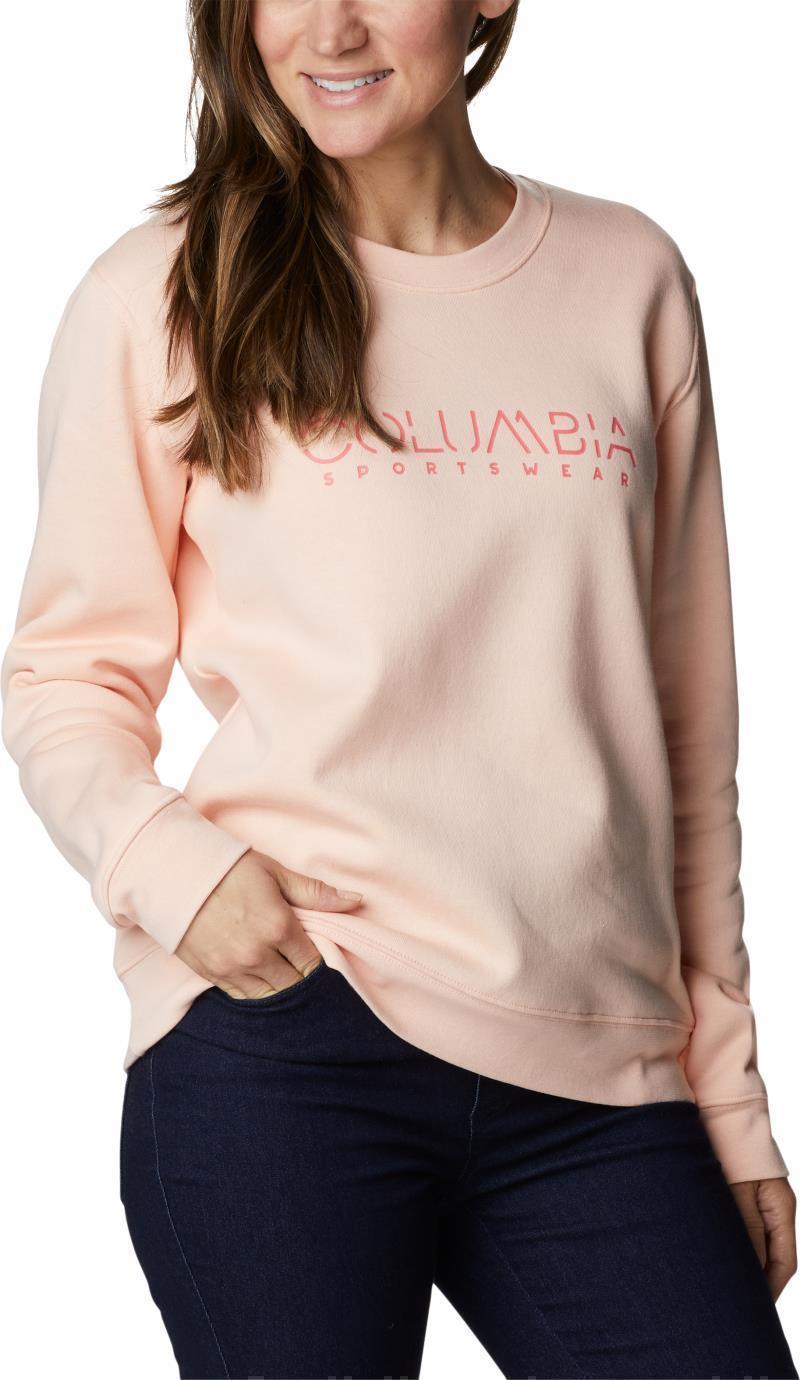 Columbia Trek Graphic Crew - Womens - peach blossom / columbia stencil 1