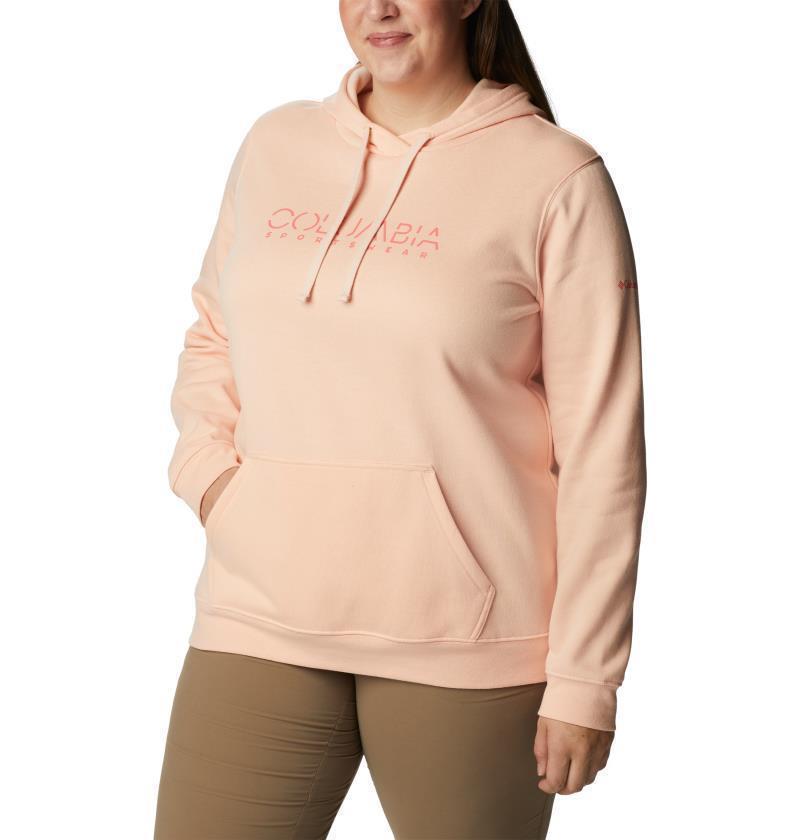 Columbia Trek Graphic Hoodie, Extended - Womens - peach blossom / columbia stencil 1