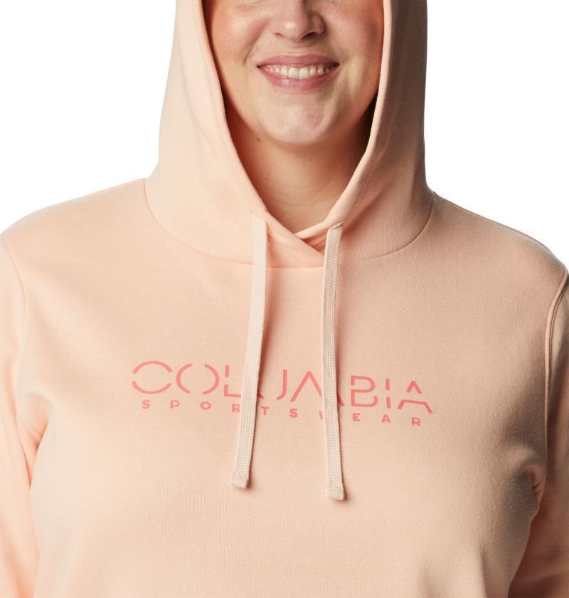 Columbia Trek Graphic Hoodie, Extended - Womens - peach blossom / columbia stencil 1
