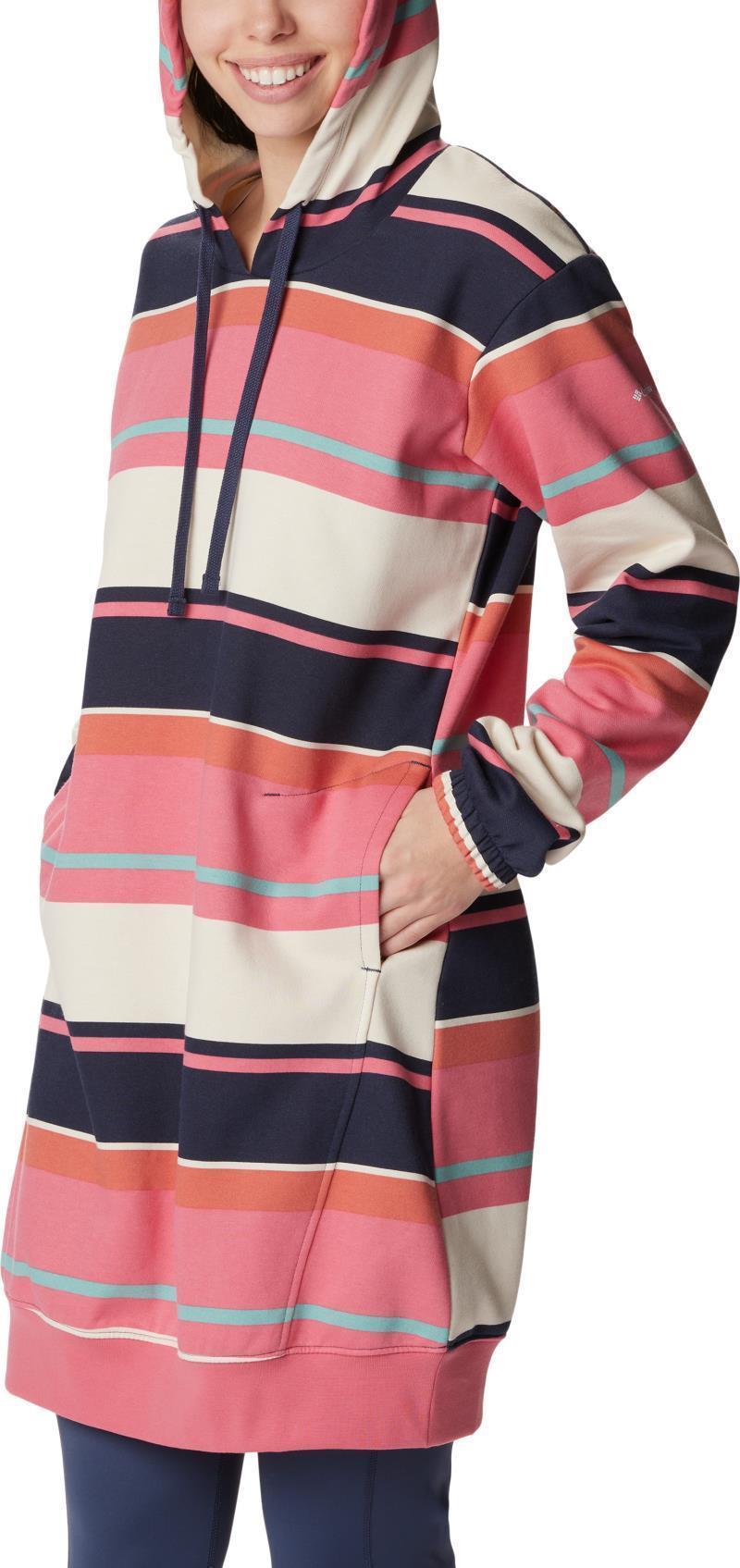 Columbia Trek Hoodie Dress - Camellia Rose Serendipity Stripe 3
