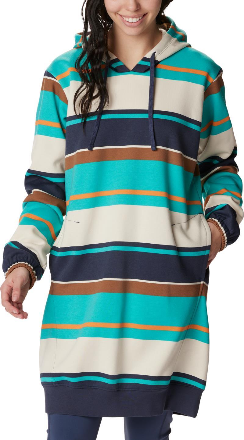 Columbia Trek Hoodie Dress - Plus - bright aqua serendipity stripe 1