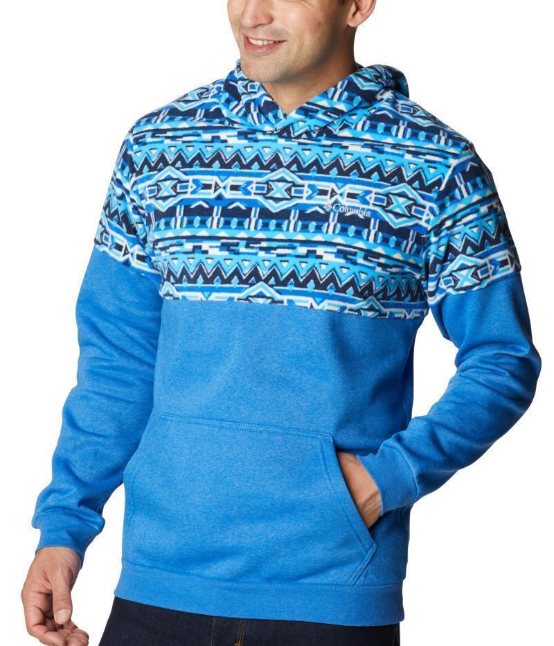 Columbia Trek Printed Hoodie - Mens - bright indigo heather 80s stripe print 1