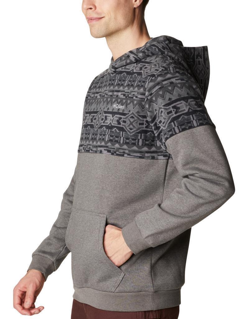 Columbia Trek Printed Hoodie - Mens - charcoal heather / black 80s stripe print 1
