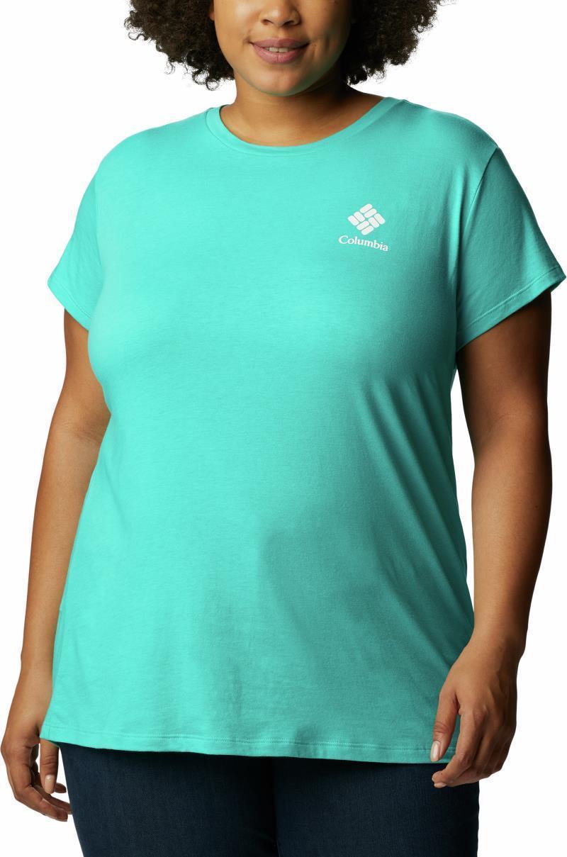 Columbia Trek SS Graphic Tee - Plus - Womens - bright aqua / csc stacked mini graphic 1