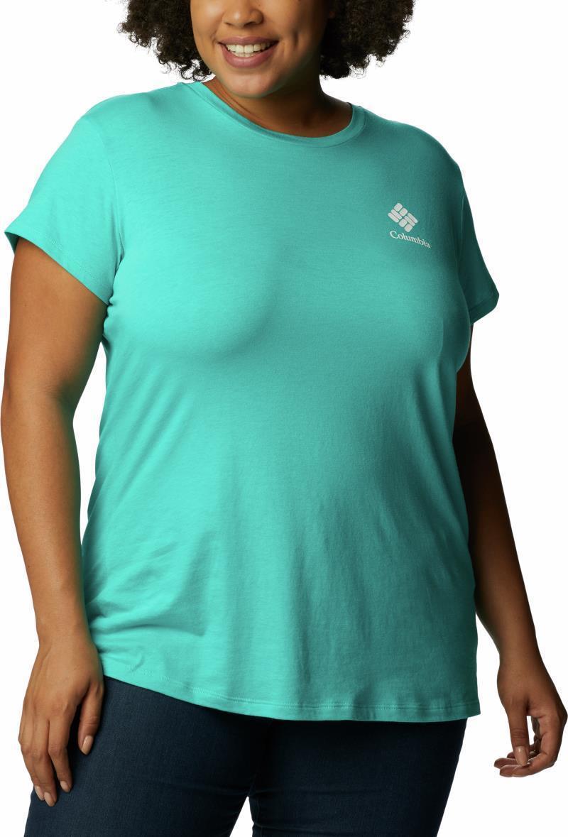 Columbia Trek SS Graphic Tee - Plus - Womens - bright aqua / csc stacked mini graphic 1