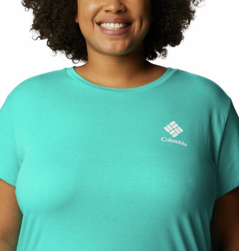 Columbia Trek SS Graphic Tee - Plus - Womens - bright aqua / csc stacked mini graphic 1