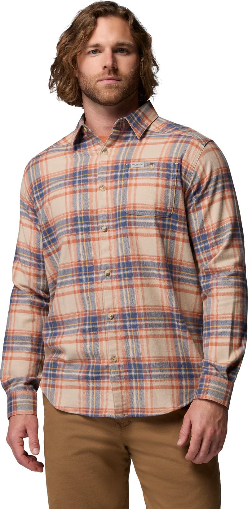 Cornell Woods Flannel LS Shirt, Extended - Mens - teak brown textured plaid 1