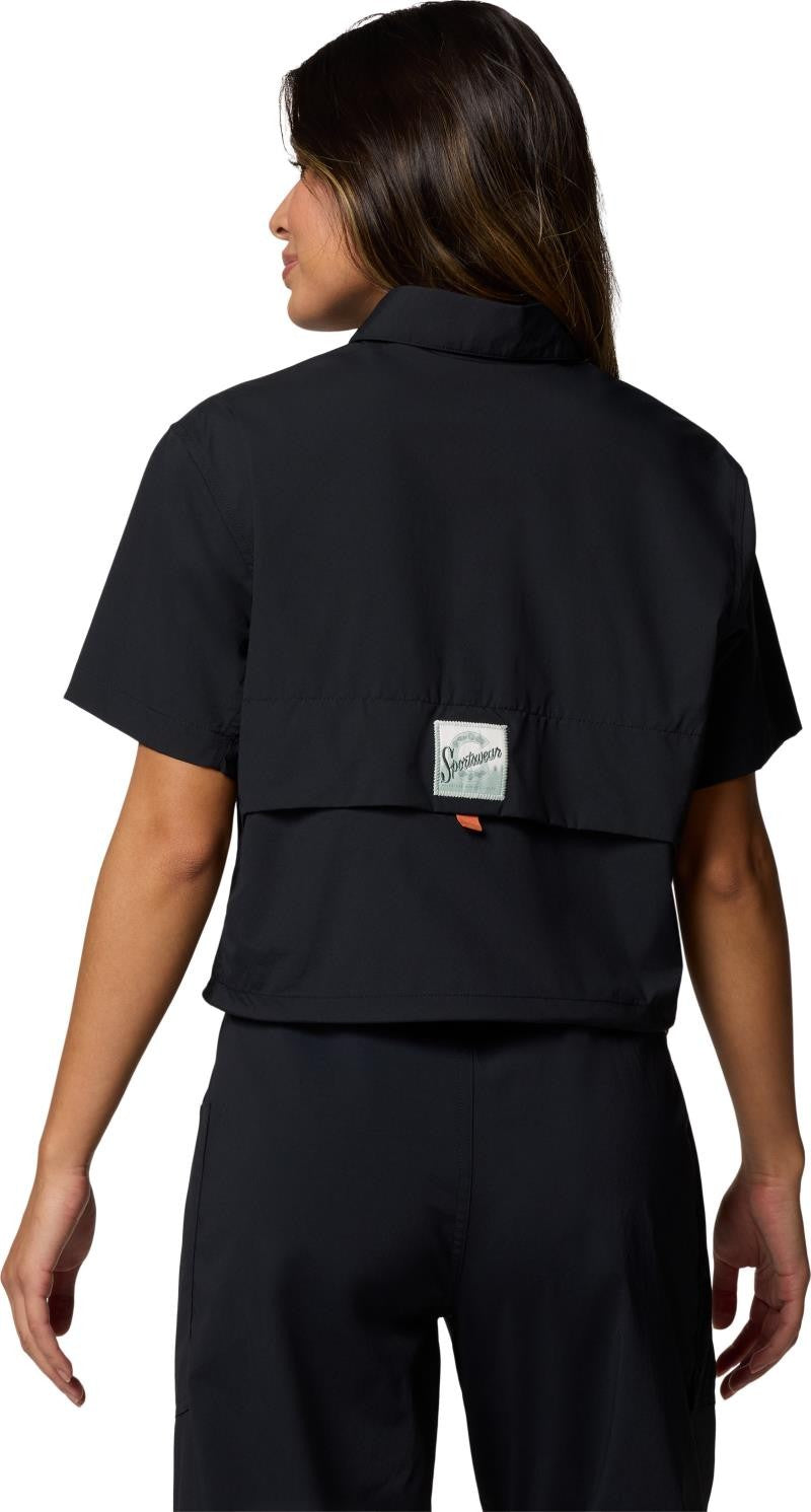 Cove Beach Woven Cropped SS - Womens - black 1
