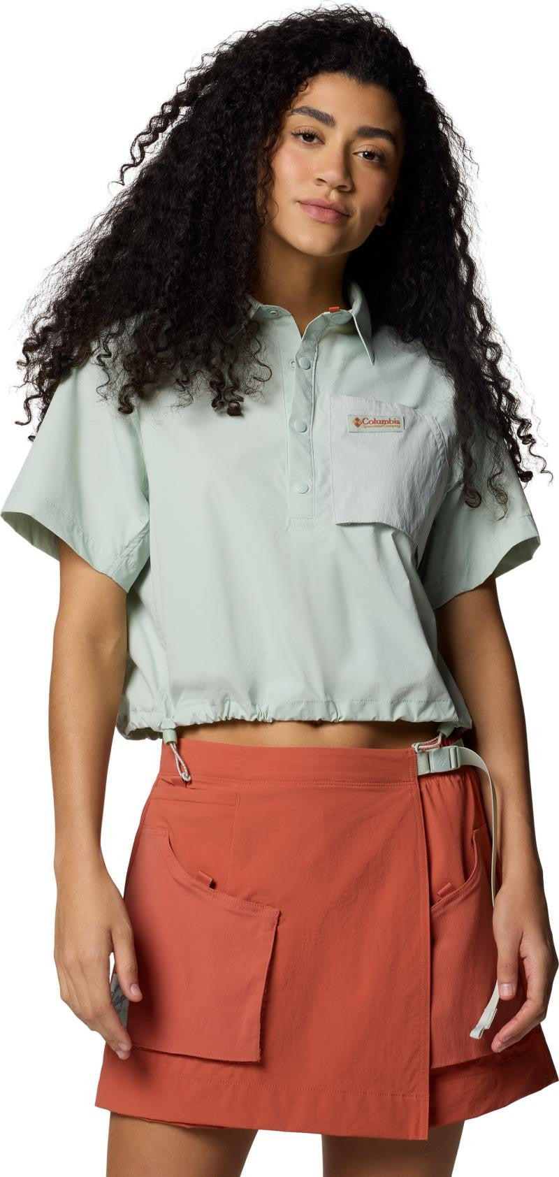 Cove Beach Woven Cropped SS - Womens - cool green 1
