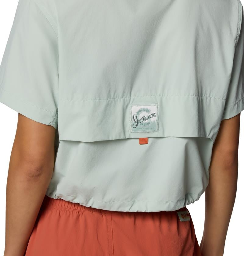 Cove Beach Woven Cropped SS - Womens - cool green 1