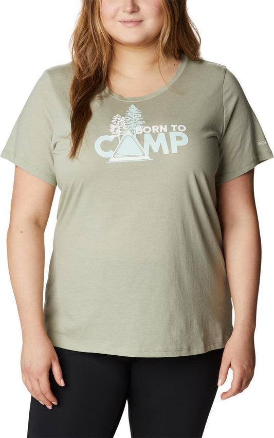 Daisy Days SS Graphic Tee, Extended - Womens - Safari Heather / Born To Camp 1