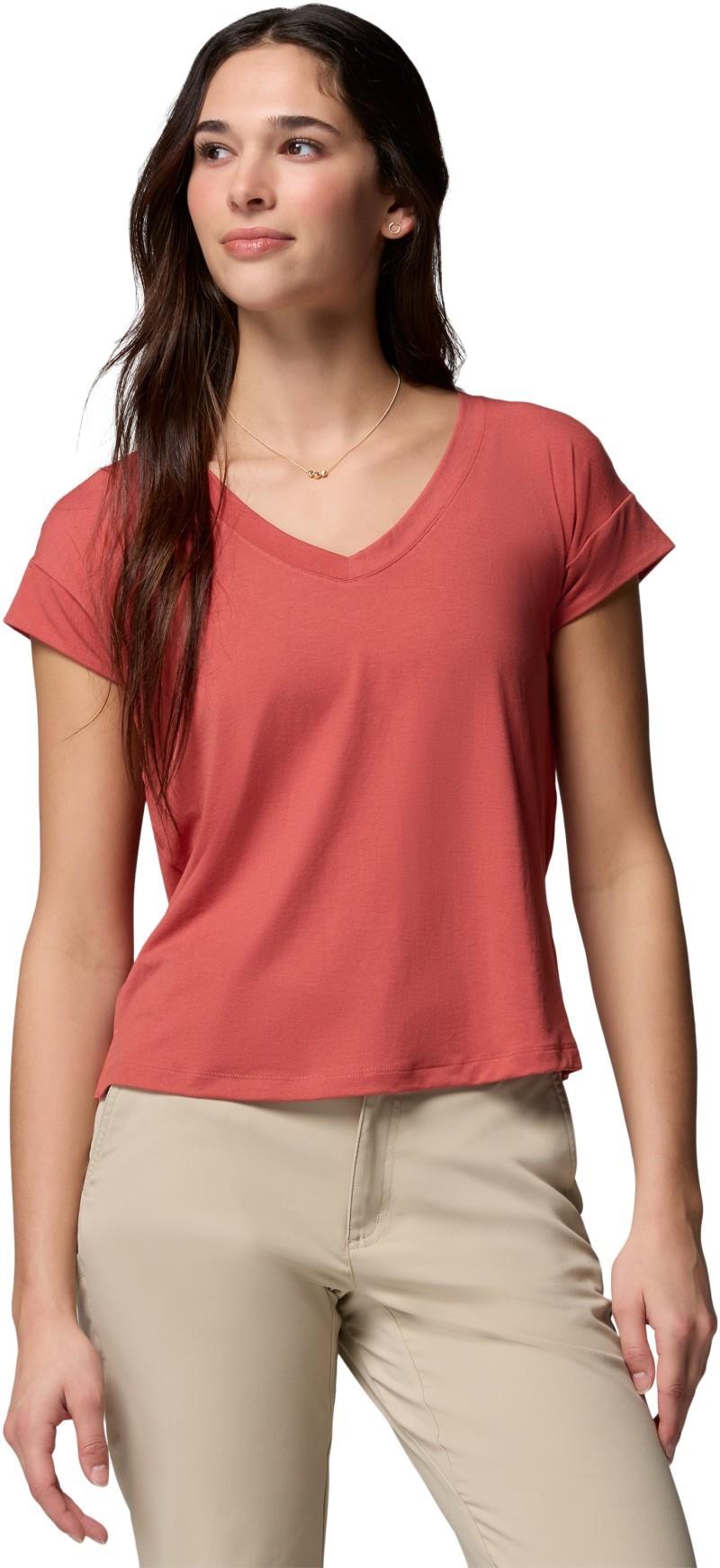 Daniela Falls V-Neck SS Tee - Womens - washed red 1