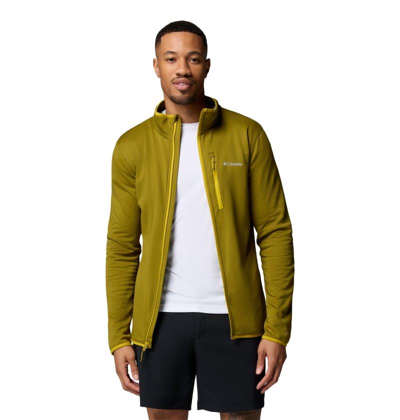 Essential Hike Grid Fleece Full Zip - Mens - mossy green / antique moss 1