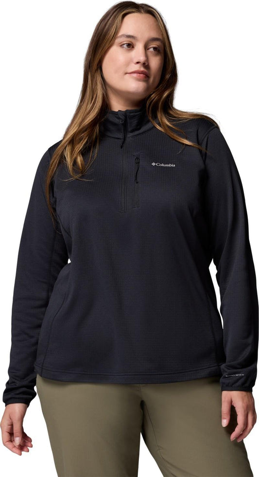 Essential Hike Grid Fleece Half-Zip, Extended - Womens - black 1