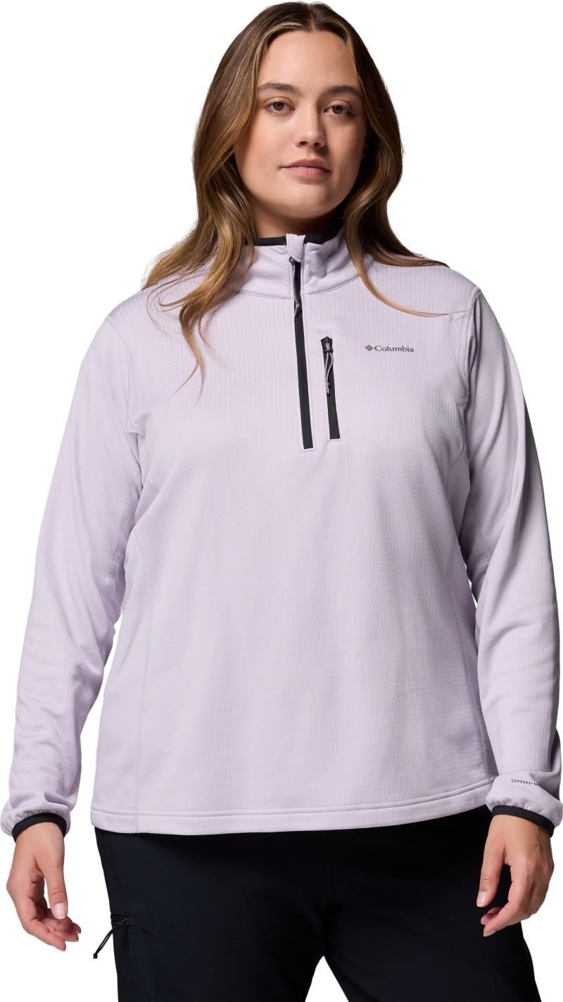 Essential Hike Grid Fleece Half-Zip, Extended - Womens - lavender pearl / black 1