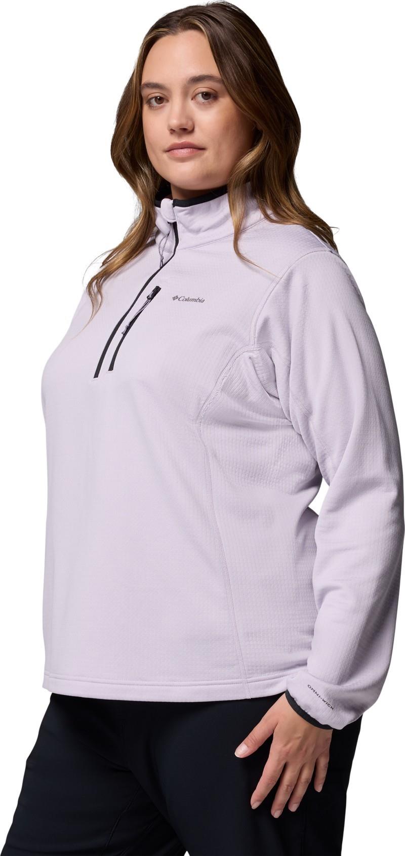 Essential Hike Grid Fleece Half-Zip, Extended - Womens - lavender pearl / black 1