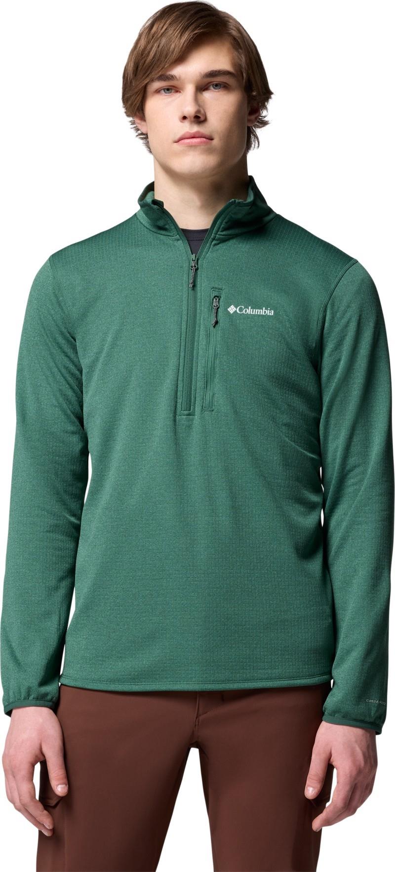 Essential Hike Grid Fleece Half-Zip - Mens - rain forest 1