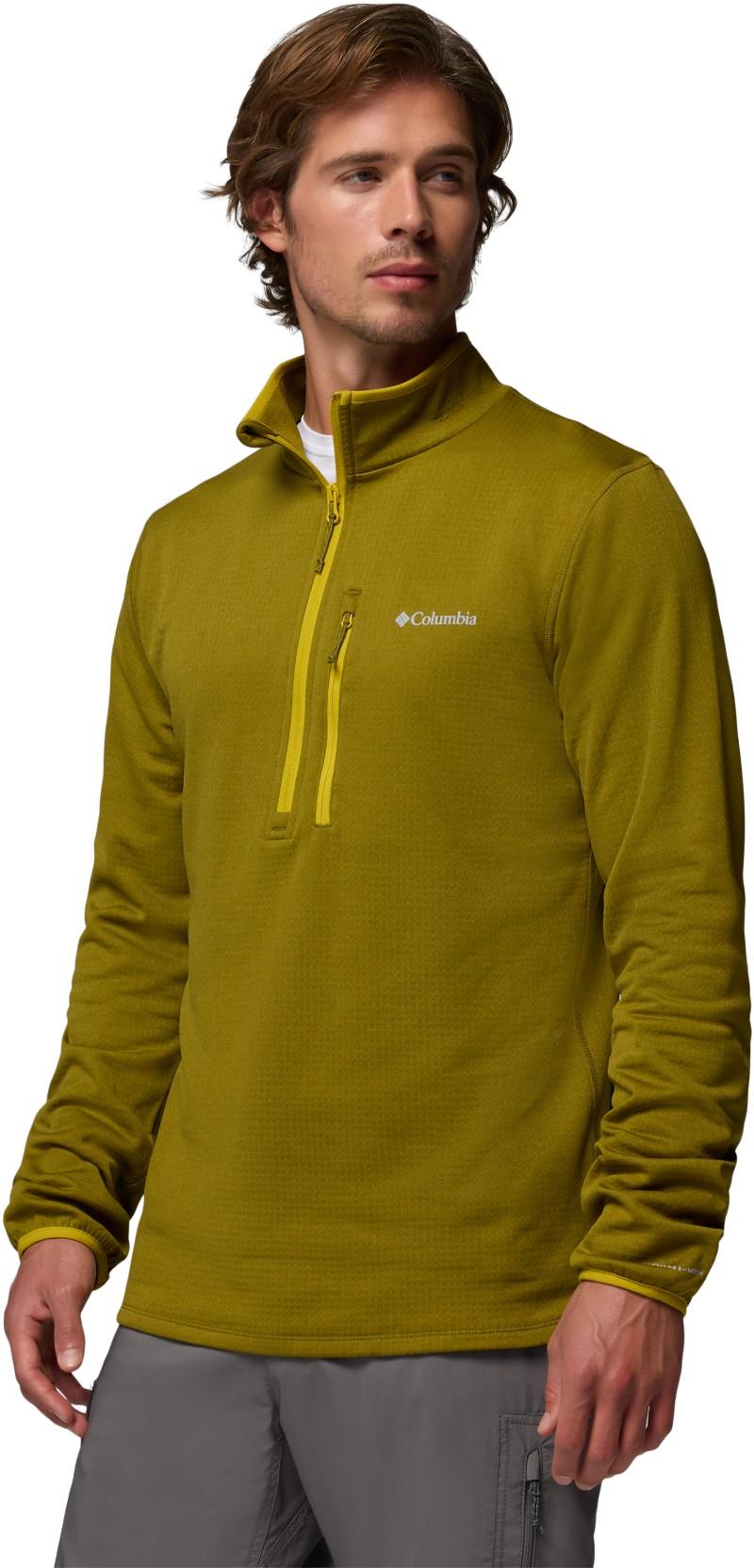 Essential Hike Grid Fleece Half Zip - Mens - mossy green / antique moss 1