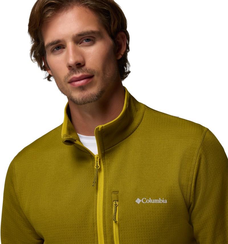 Essential Hike Grid Fleece Half Zip - Mens - mossy green / antique moss 1