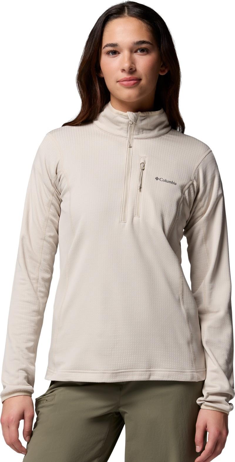 Essential Hike Grid Fleece Half Zip - Womens - dark stone / tobacco 1
