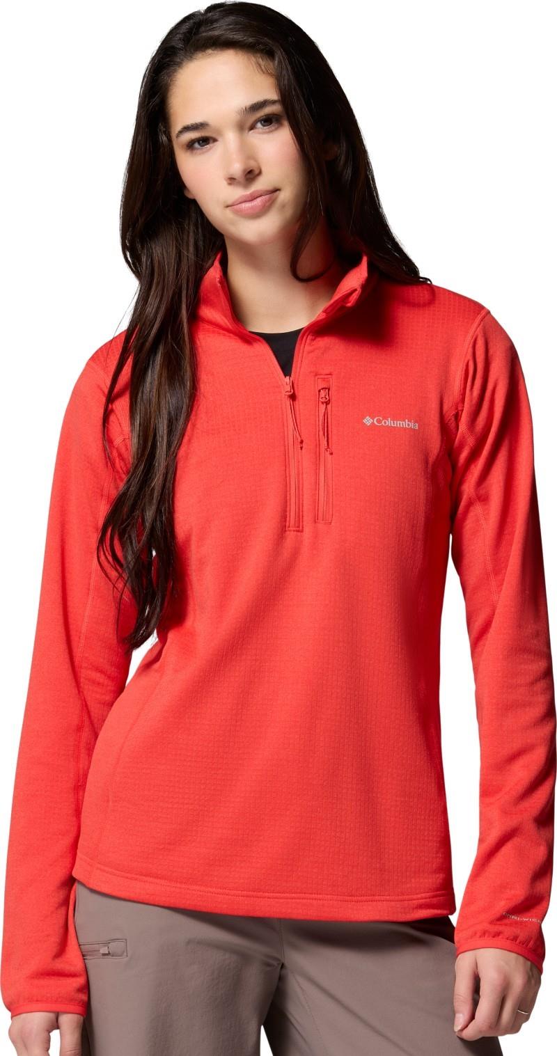 Essential Hike Grid Fleece Half Zip - Womens - poppy red 1