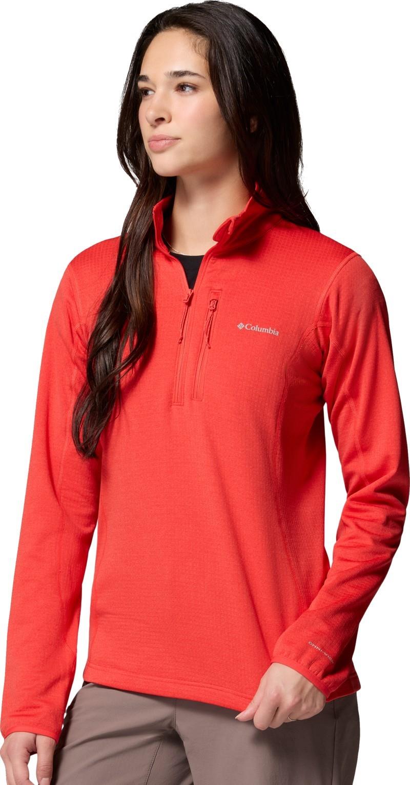 Essential Hike Grid Fleece Half Zip - Womens - poppy red 1