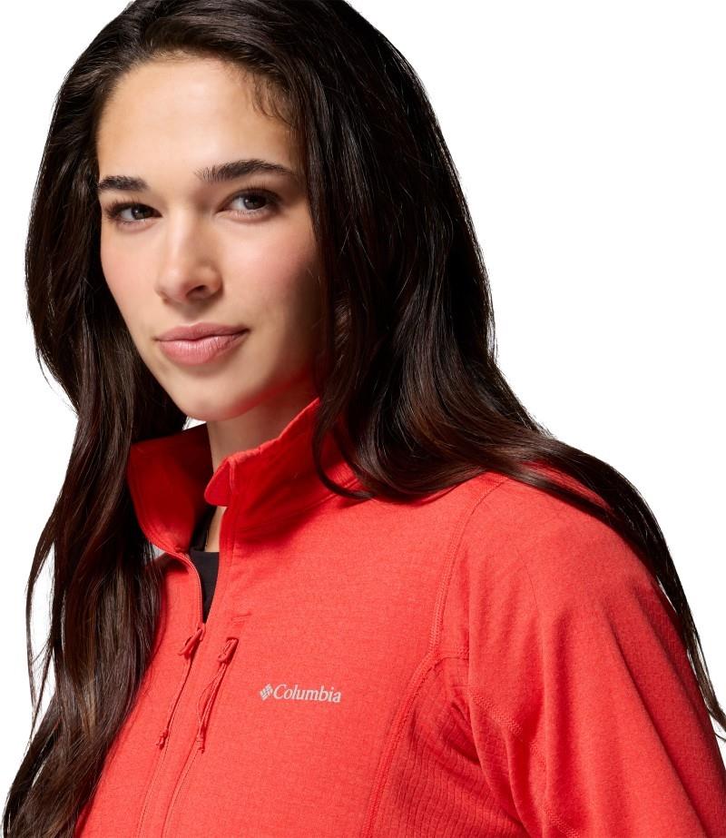 Essential Hike Grid Fleece Half Zip - Womens - poppy red 1