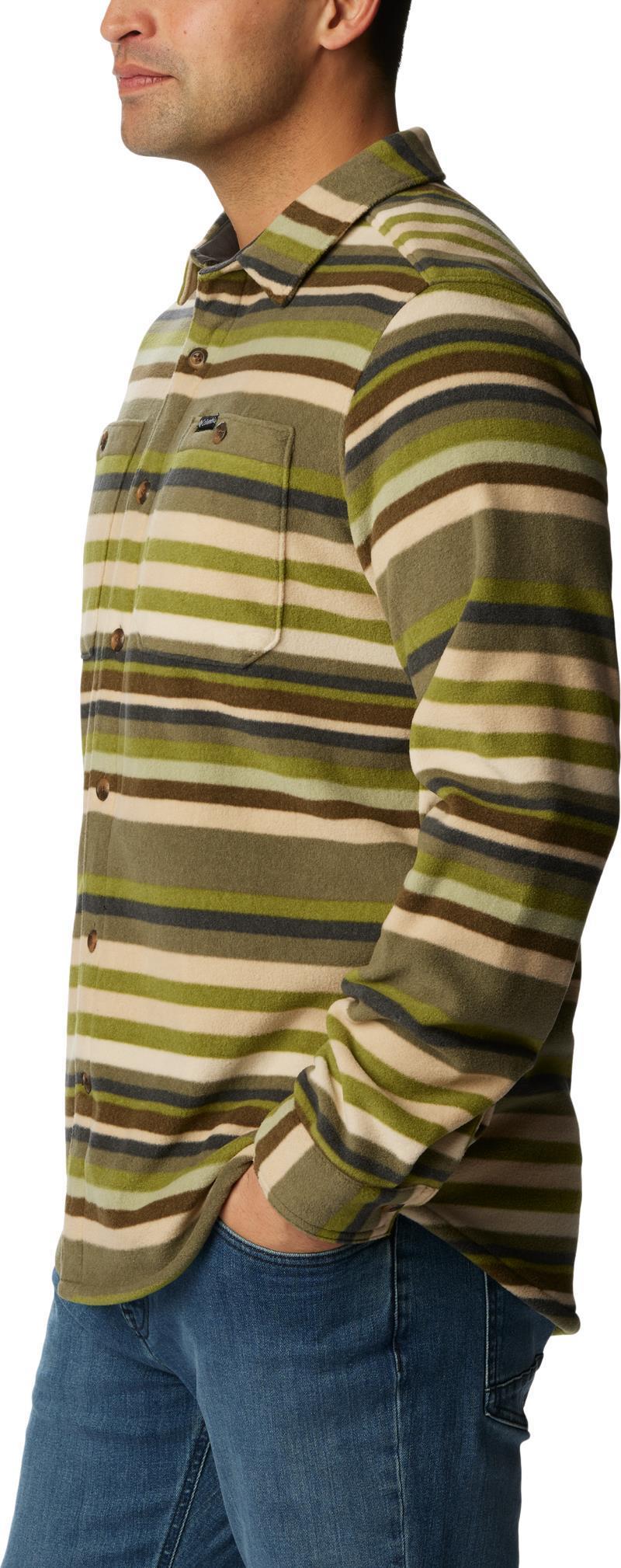 Flare Gun Fleece Over Shirt - Mens - Stone Green Surfcrest Stripe Print 4