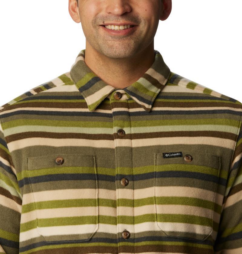 Flare Gun Fleece Over Shirt - Mens - Stone Green Surfcrest Stripe Print 5