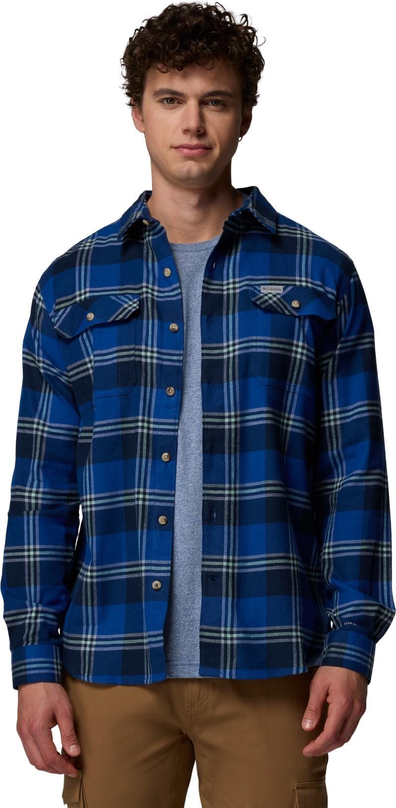 Flare Gun Stretch Flannel, Extended - Mens - mountain blue trails edge plaid 1